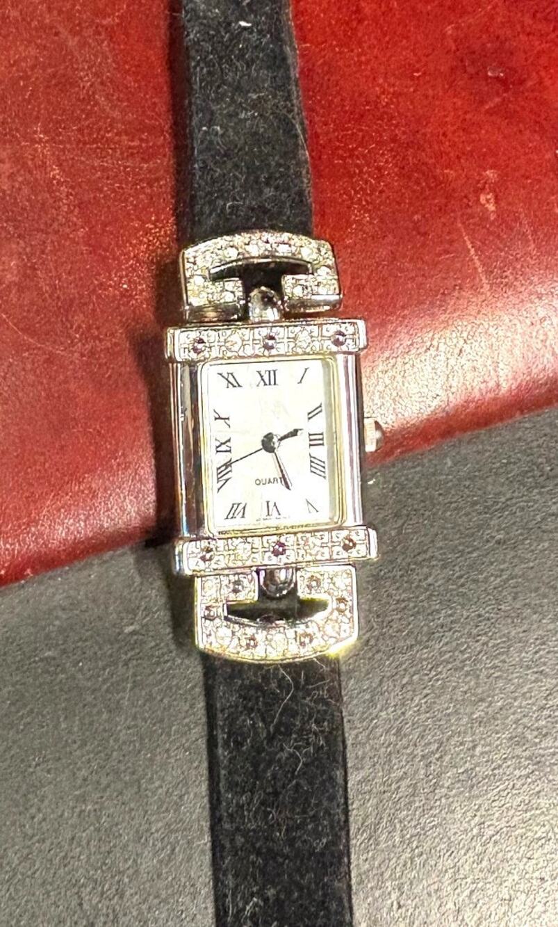 Women's Silver Tone Avon Watch, MOP Face, Crystal Accents